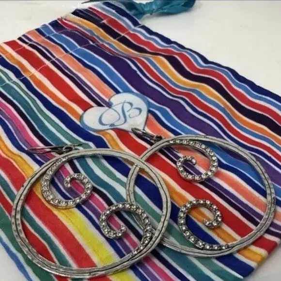 Brighton Sea of Love Crystal Swirl Silver Hoop Earrings - Picture 3 of 3